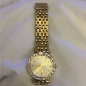 Michael Kors Gold Tone Crystal Accent Bracelet Watch